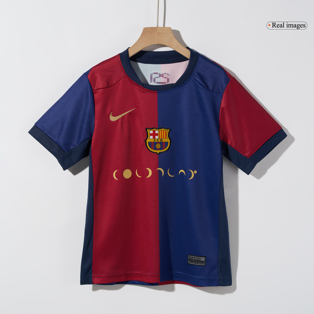 Barcelona Kinder-Heimfußballtrikot-Set (Shirt + Shorts) 2024/25 - COLDPLAY