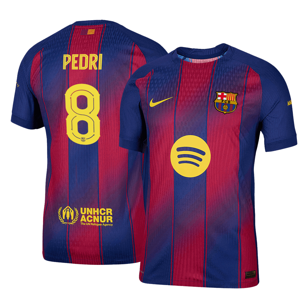 PEDRI #8 Authentic Barcelona Heimtrikot 2025/26 Rot&Blau - UCL
