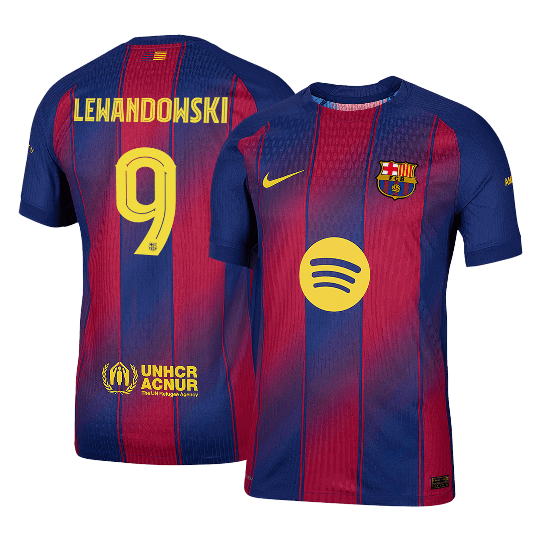 LEWANDOWSKI #9 Authentic Barcelona Heimtrikot 2025/26 Rot&Blau - UCL