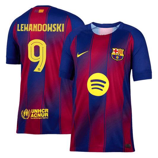 LEWANDOWSKI #9 Barcelona Heimtrikot 2025/26 Rot&Blau - UCL