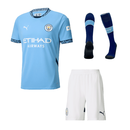 Manchester City Home Football Shirt Kit(Shirt+Shorts+Socks) 2024/25 Football Kit UK